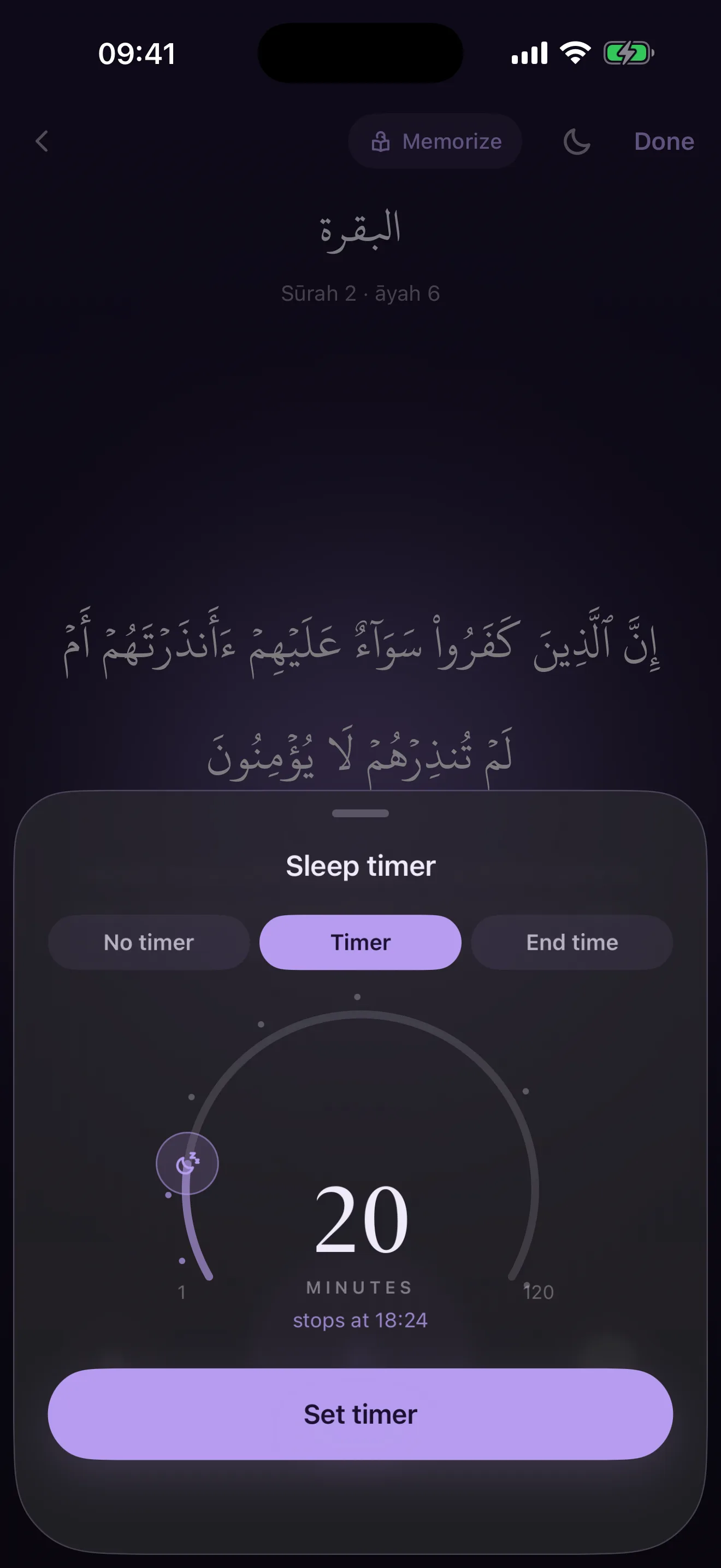 Wind down with a sleep timer
